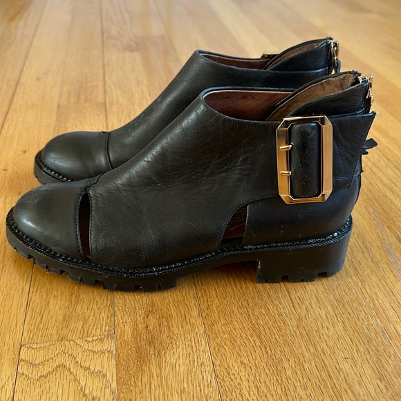 Jeffrey Campbell Great Moments Cut-Out Ankle Black Leather Booties - Picture 4 of 11